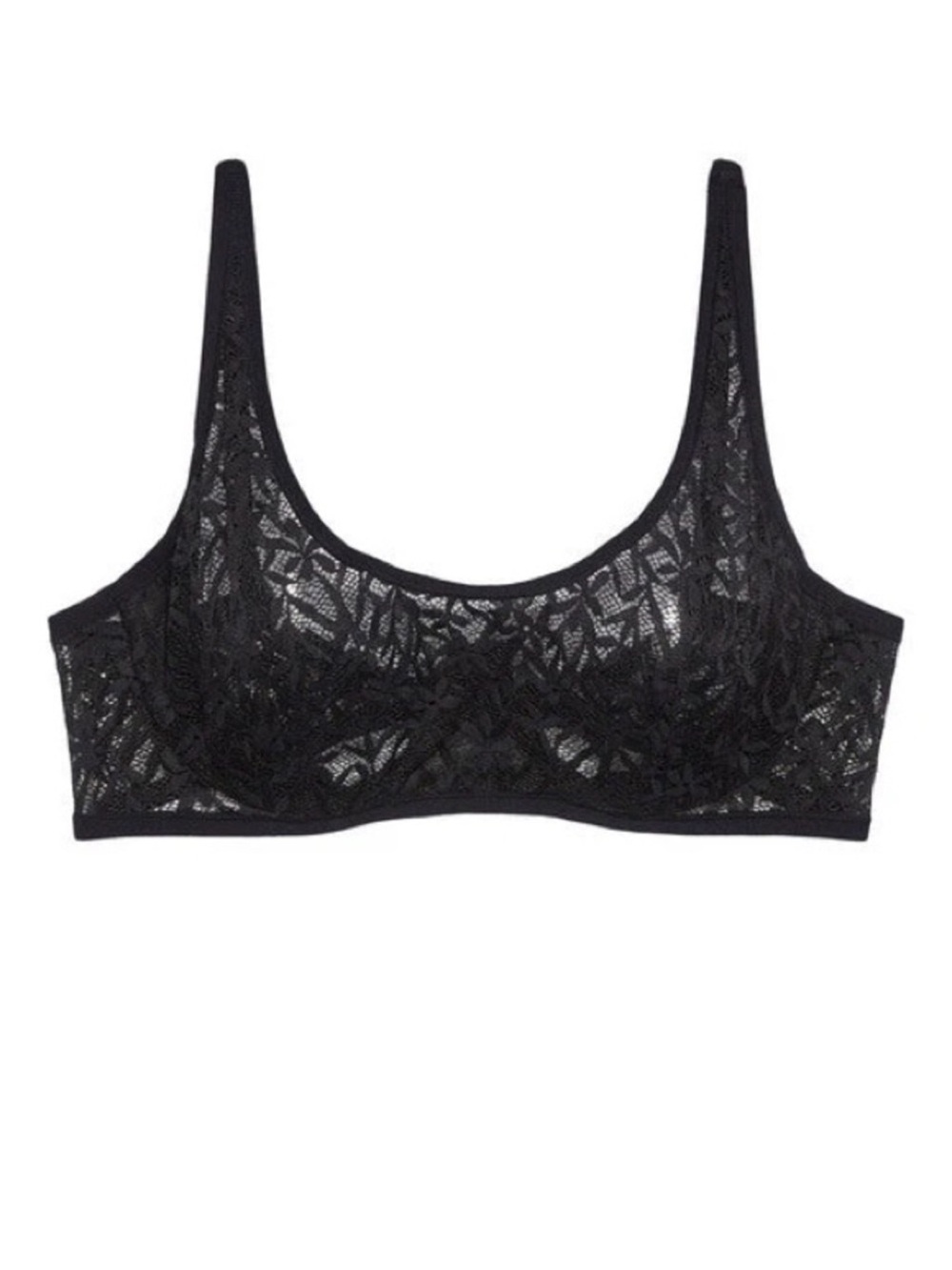 NWT Natori Portrait Double Layer Lace Bra Black